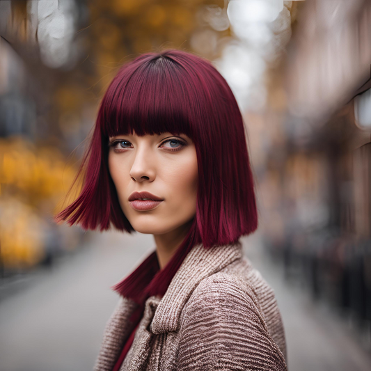 Wear and Go Burgundy Straight Bob With Bangs