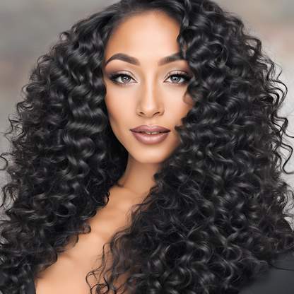 Natural Curly 13x4 HD Lace Front Wig on model up close showcasing Burmese curly hair texture and natural hairline