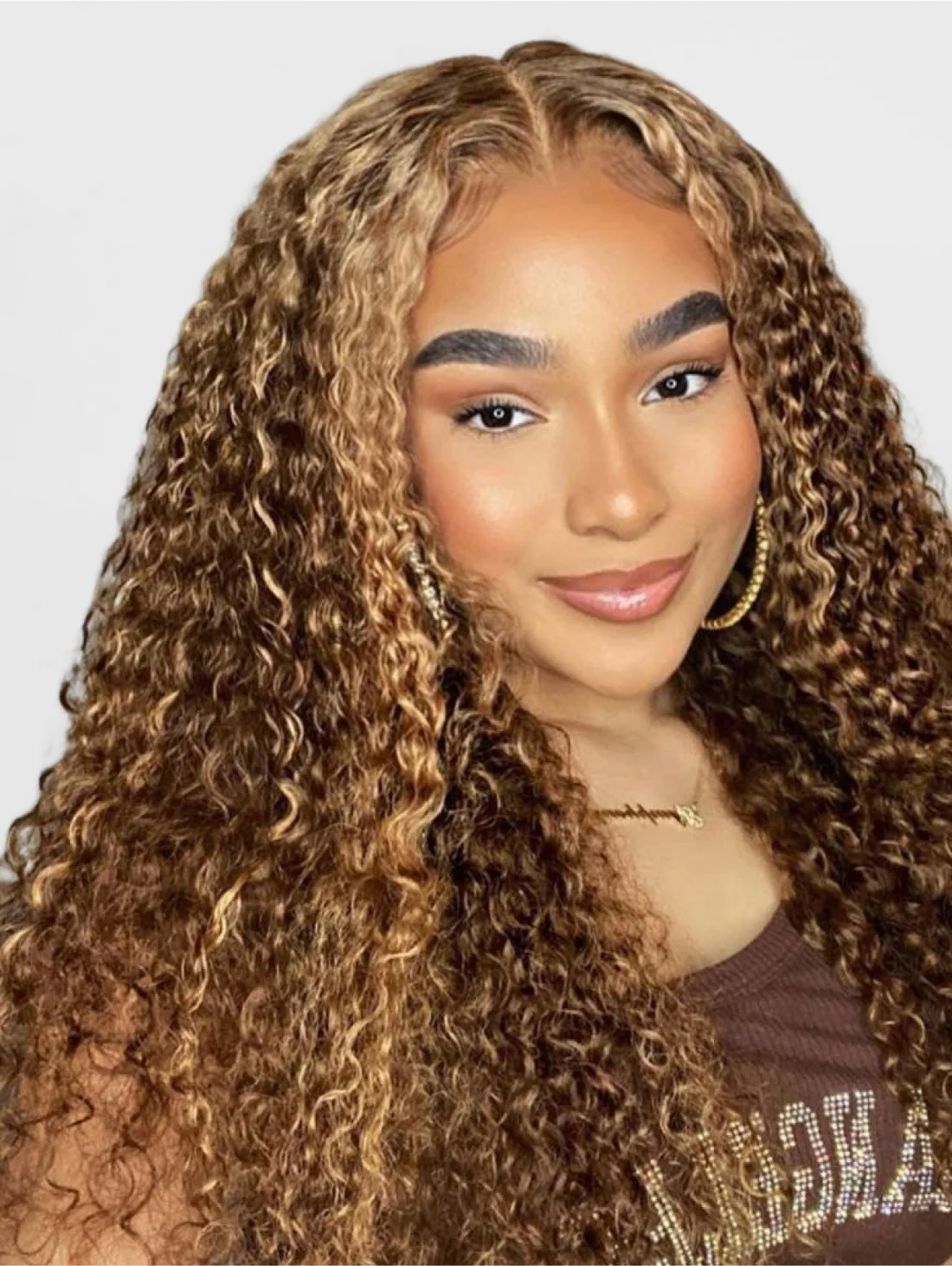 Honey Blonde Piano Highlight Deep Curly Lace Front Wig