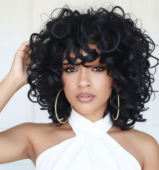 Short Bouncy Curls | Bob with Bangs