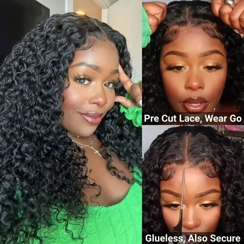 Glueless Wear & Go 16"-26" Jerry Curly HD Lace Closure Human Hair Wig