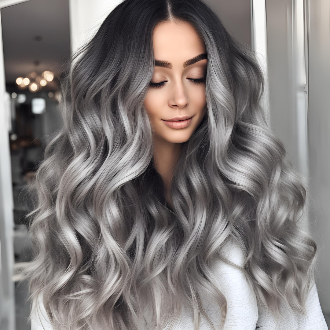 250 Density Grey Ombre Lace Front Human Hair Wig