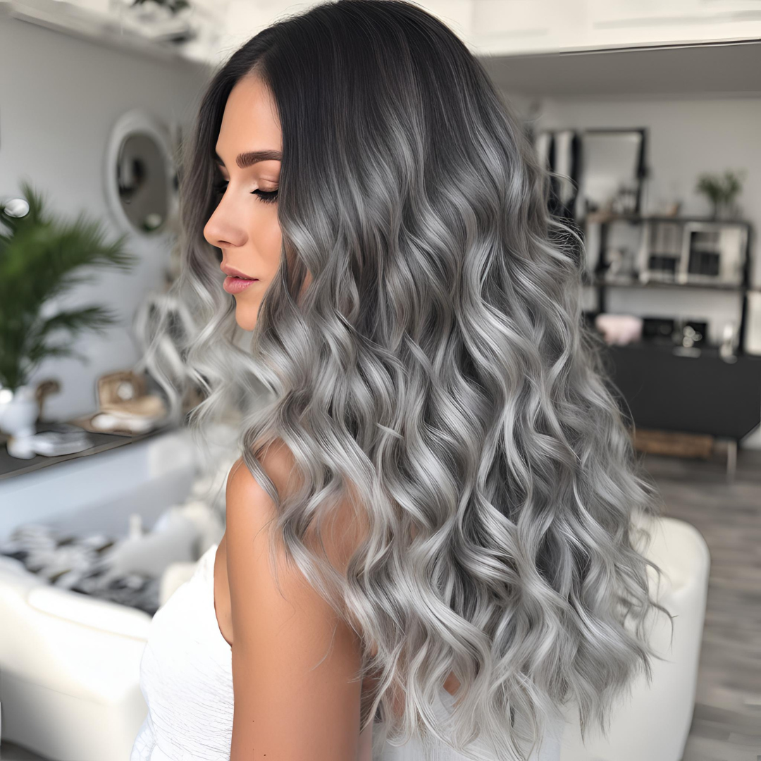 250 Density Grey Ombre Lace Front Human Hair Wig