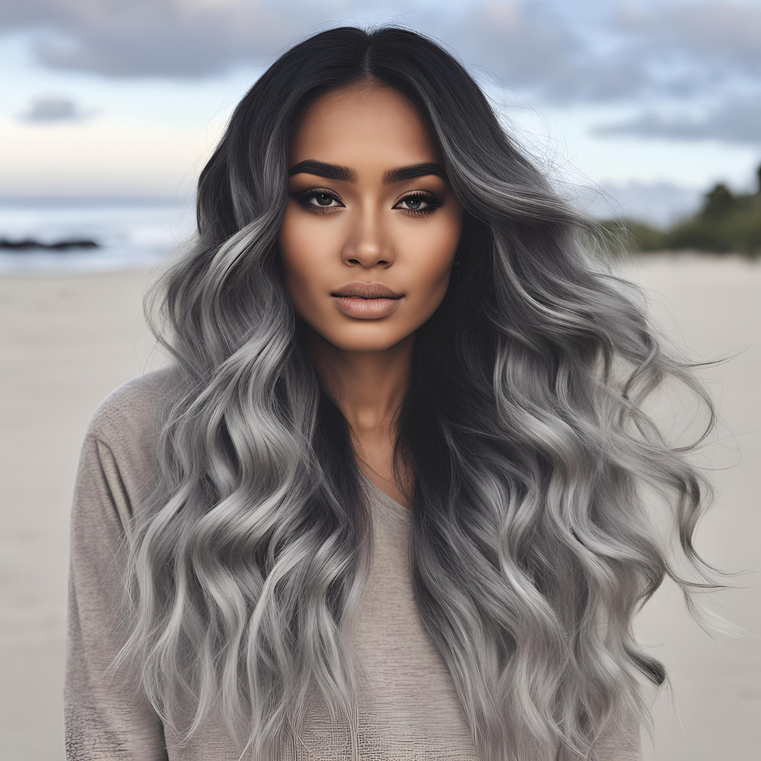 250 Density Grey Ombre Lace Front Human Hair Wig