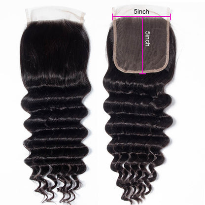 Virgin Human Hair Deep Wave HD Lace Closure