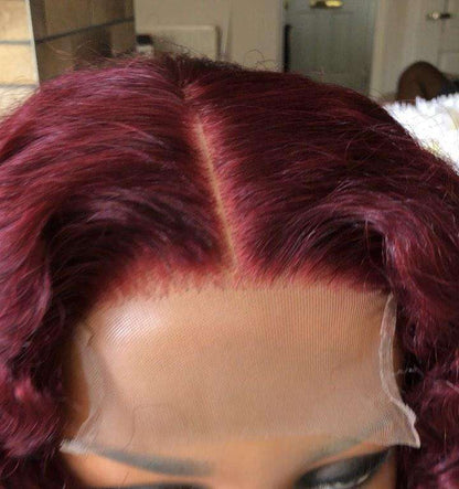 99J Burgundy Kinky Curly 5*5 /13*4 Transparent Lace Human Hair Wig