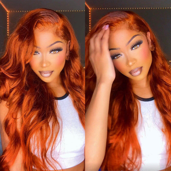 Ginger Orange Body Wave Lace Front Human Hair Wig