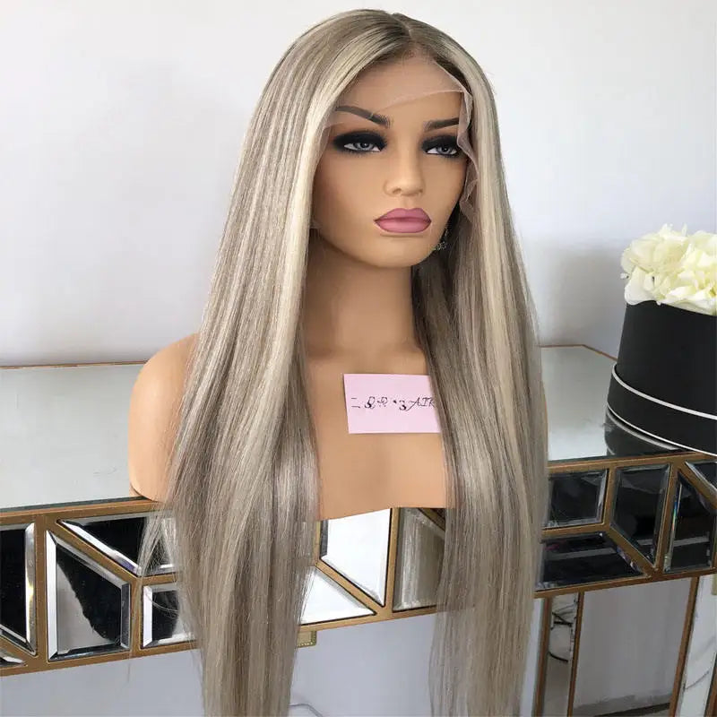 Highlight Ash Blonde Straight 13x6 Lace Front Human Hair Wig