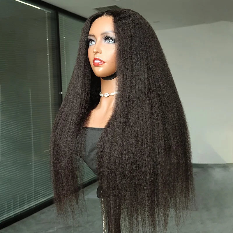 Kinky Straight Glueless 6x4 HD Lace Human Hair Wig