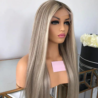 Highlight Ash Blonde Straight 13x6 Lace Front Human Hair Wig