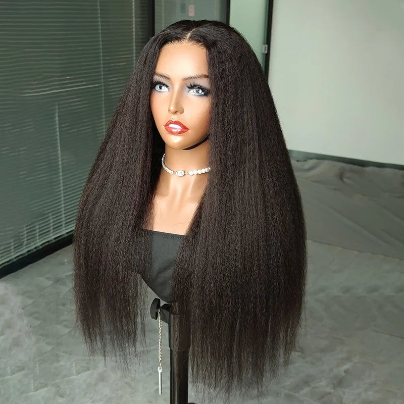 Kinky Straight Glueless 6x4 HD Lace Human Hair Wig