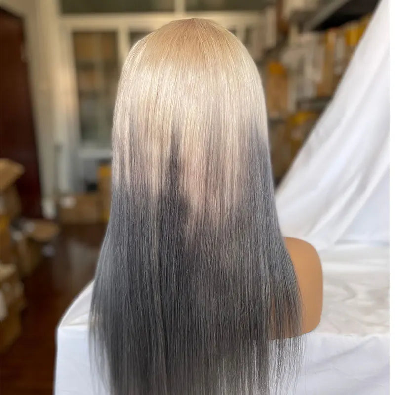 Straight Blonde Grey Ombre 13x6 Lace Front Human Hair Wig