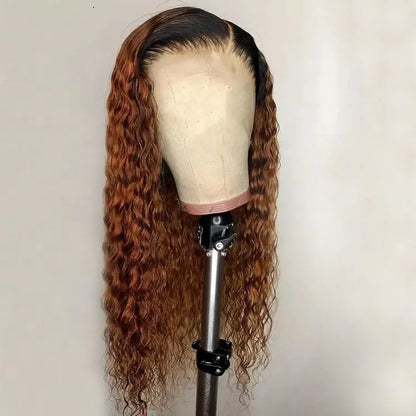 Full 250% Density Ombre 1B/33 Jerry Curly 13x6 HD Lace Front Human Hair Wig