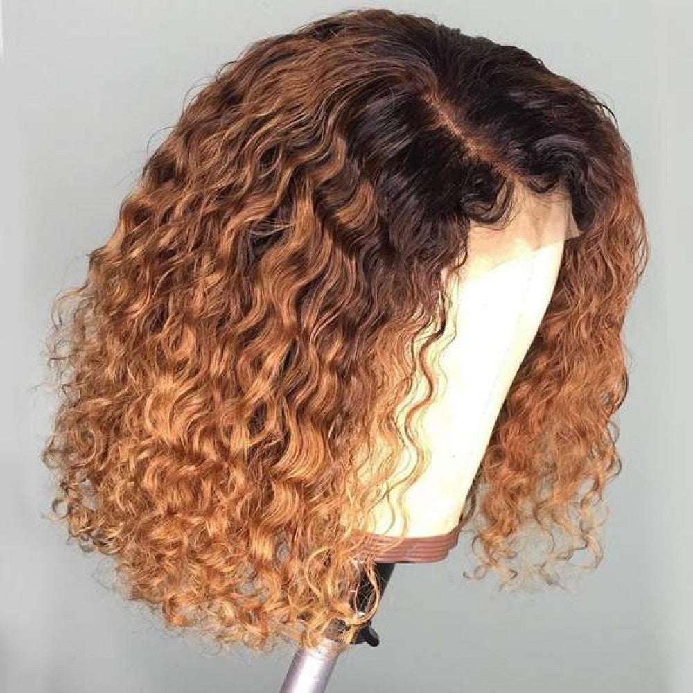 P4/30 Auburn Highlight Curly Lace Front Bob Wig