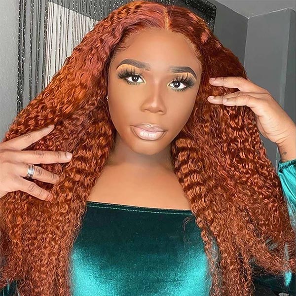 #350 Ginger Deep Wave Transparent Lace Front Human Hair Wig