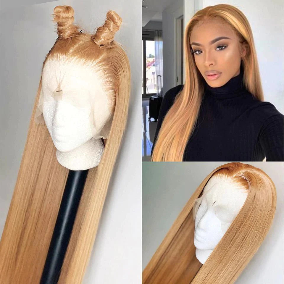 Honey Blonde Straight Lace Frontal Wigs