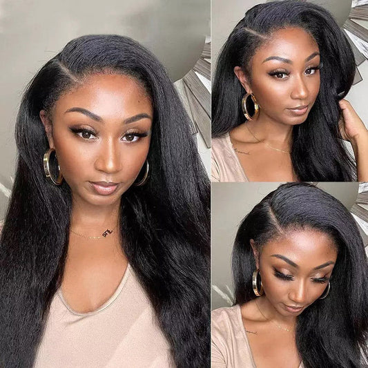 4C HAIRLINE Kinky Straight HD Lace Front Human Hair Wig